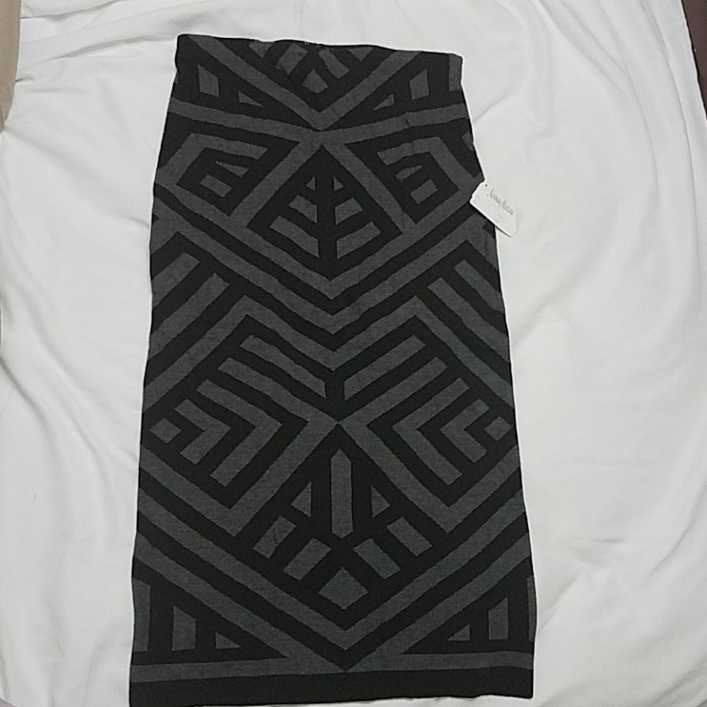 RVN Black and Grey Midi Skirt